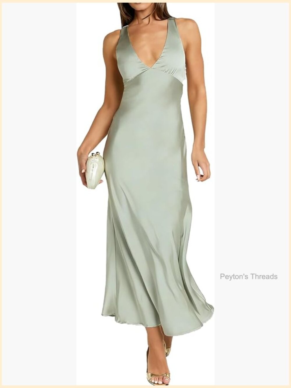 Satin V-Neck Backless Maxi Dress for Women Sleeveless Formal - Picture 1 of 7